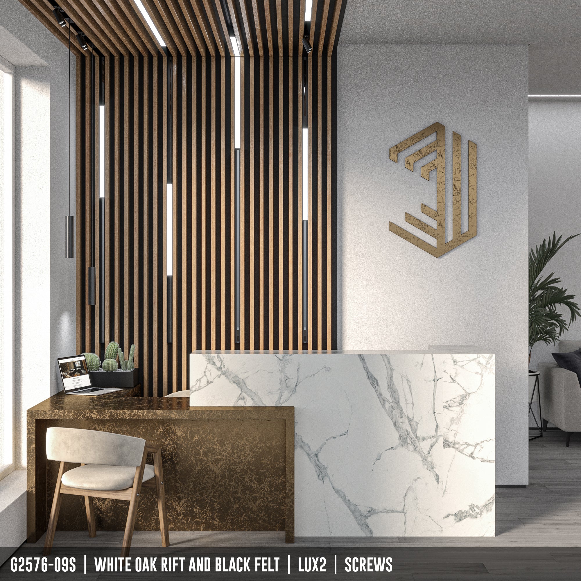 G2576-09S | Acoustical Linear Wood Panel with LUX2 Lighting (optional)