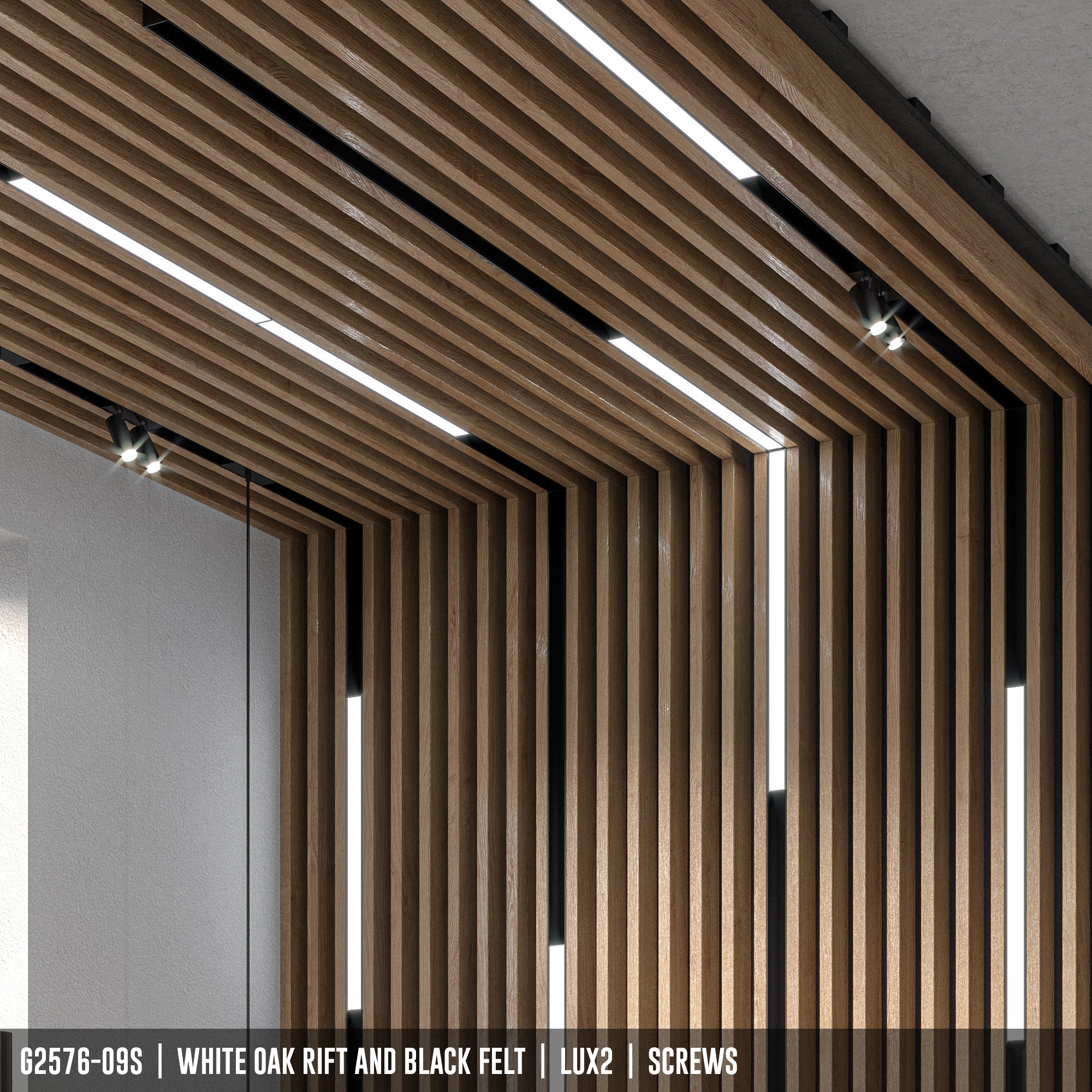 G2576-09S | Acoustical Linear Wood Panel with LUX2 Lighting (optional)