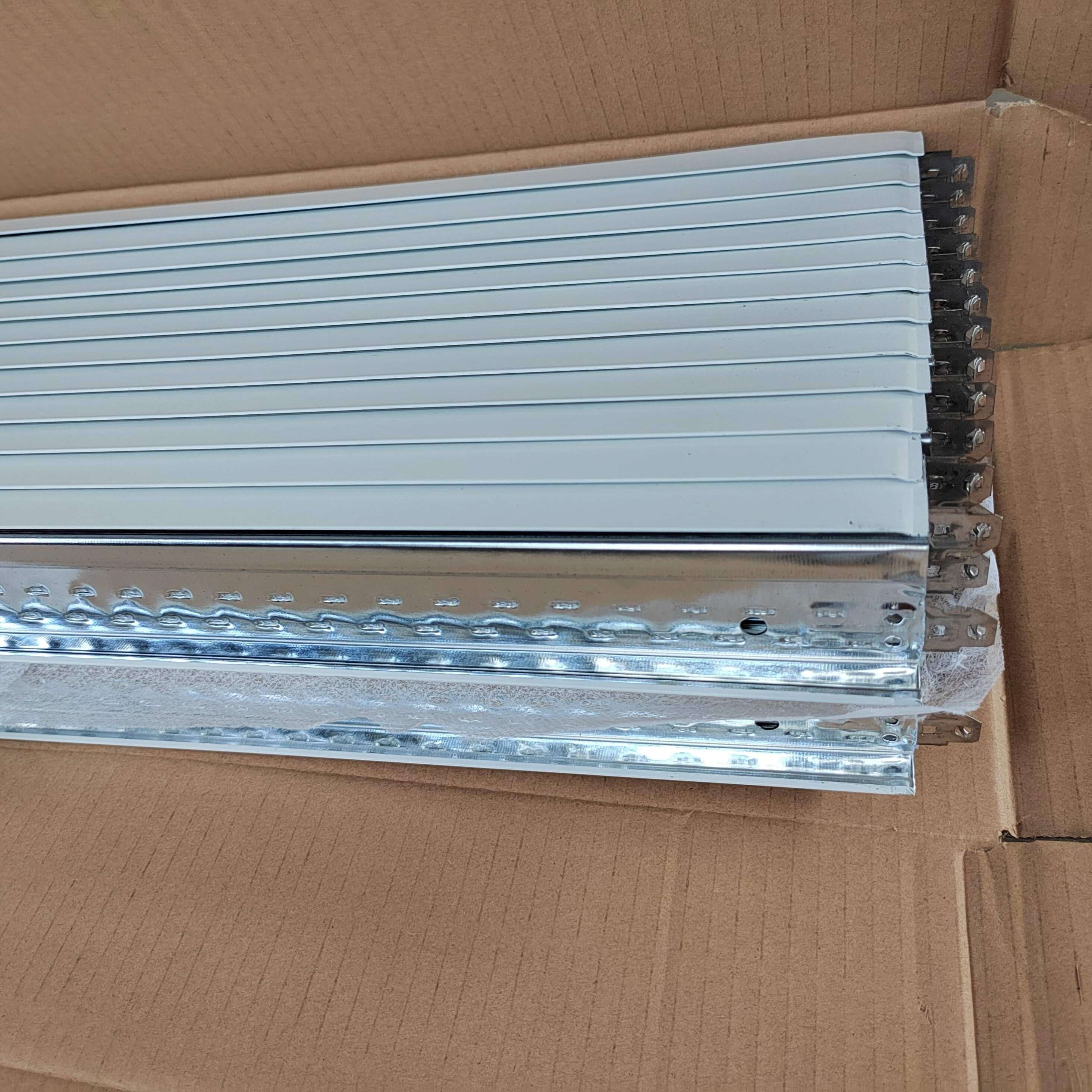 white ceiling grid closeup