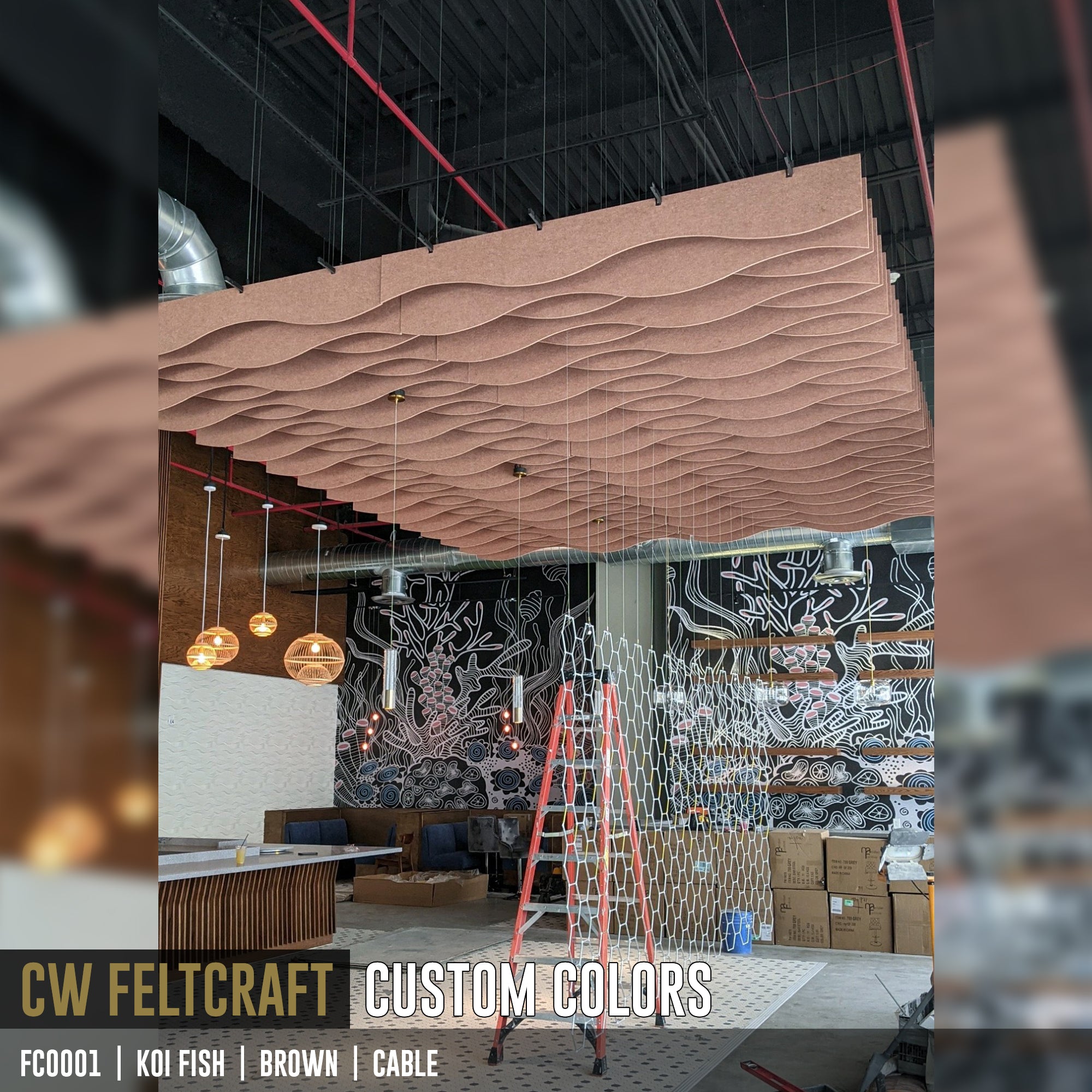 FC0001 | Koi Fish or Waves | Suspended Acoustical Ceiling Baffles System