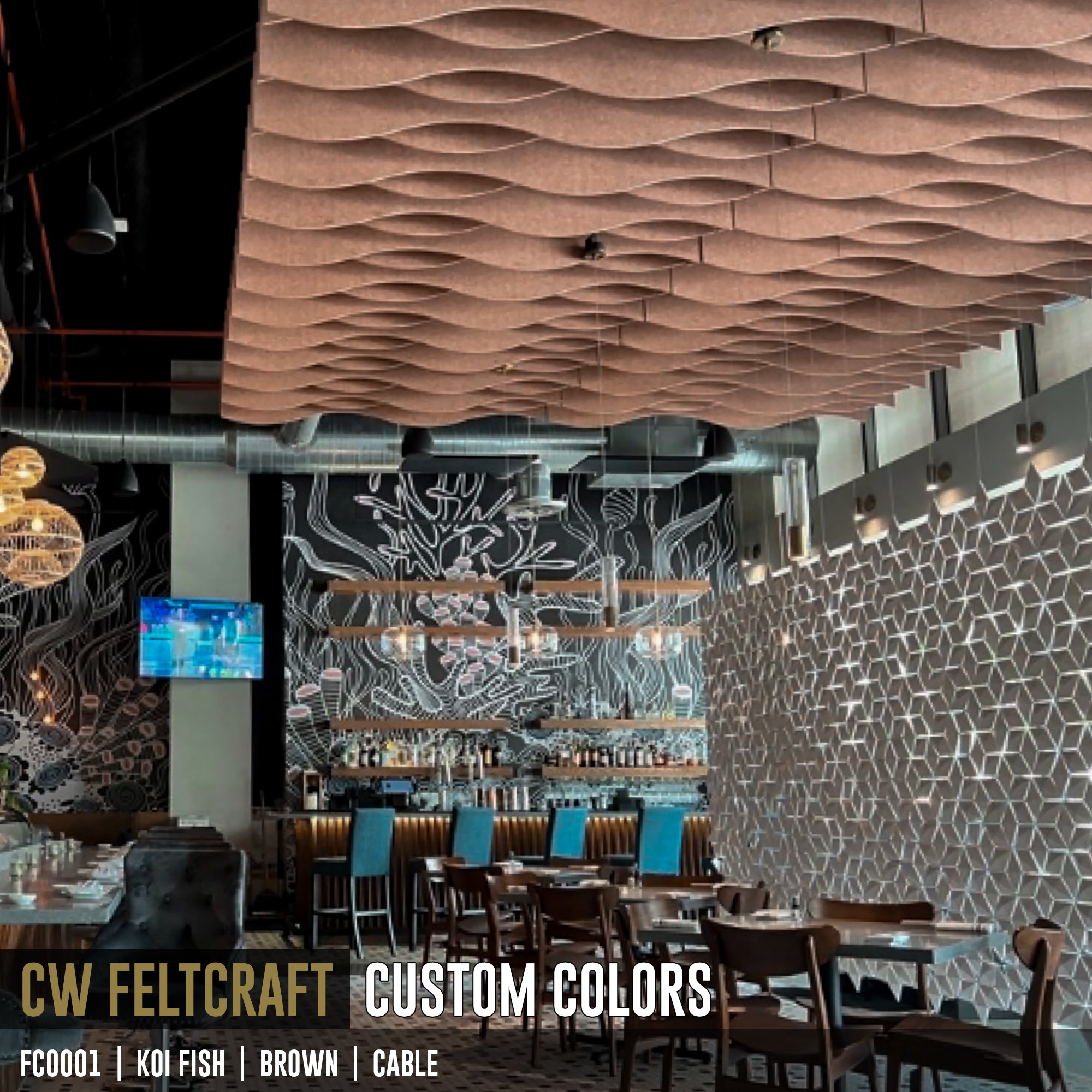 FC0001 | Koi Fish or Waves | Suspended Acoustical Ceiling Baffles System