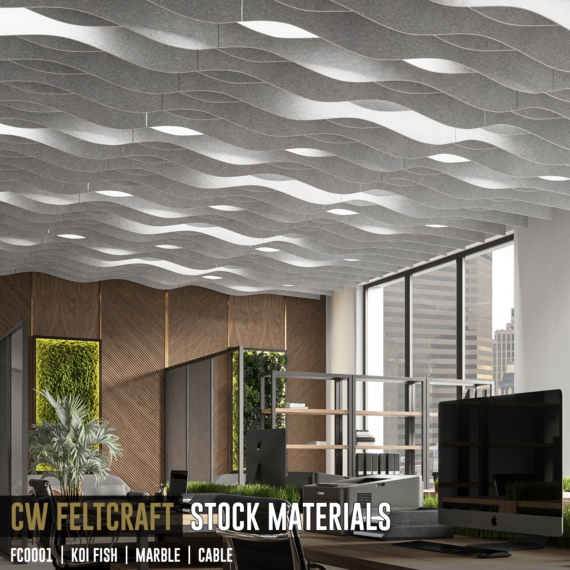 FC0001 | Koi Fish or Waves | Suspended Acoustical Ceiling Baffles System