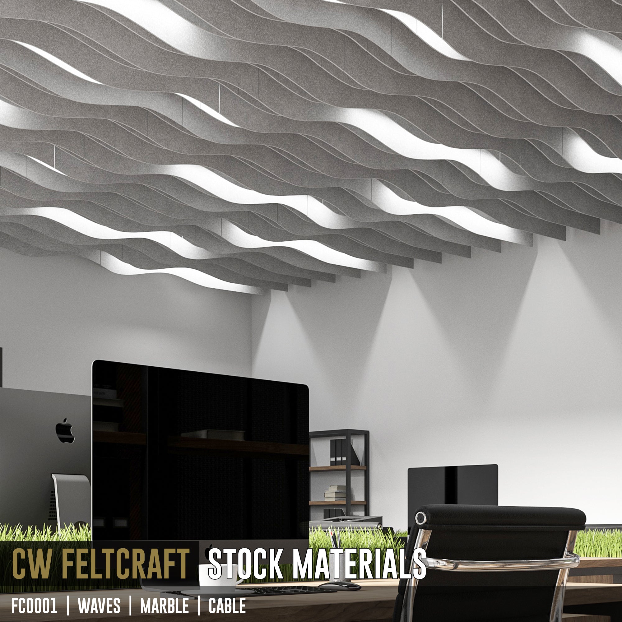 FC0001 | Koi Fish or Waves | Suspended Acoustical Ceiling Baffles System