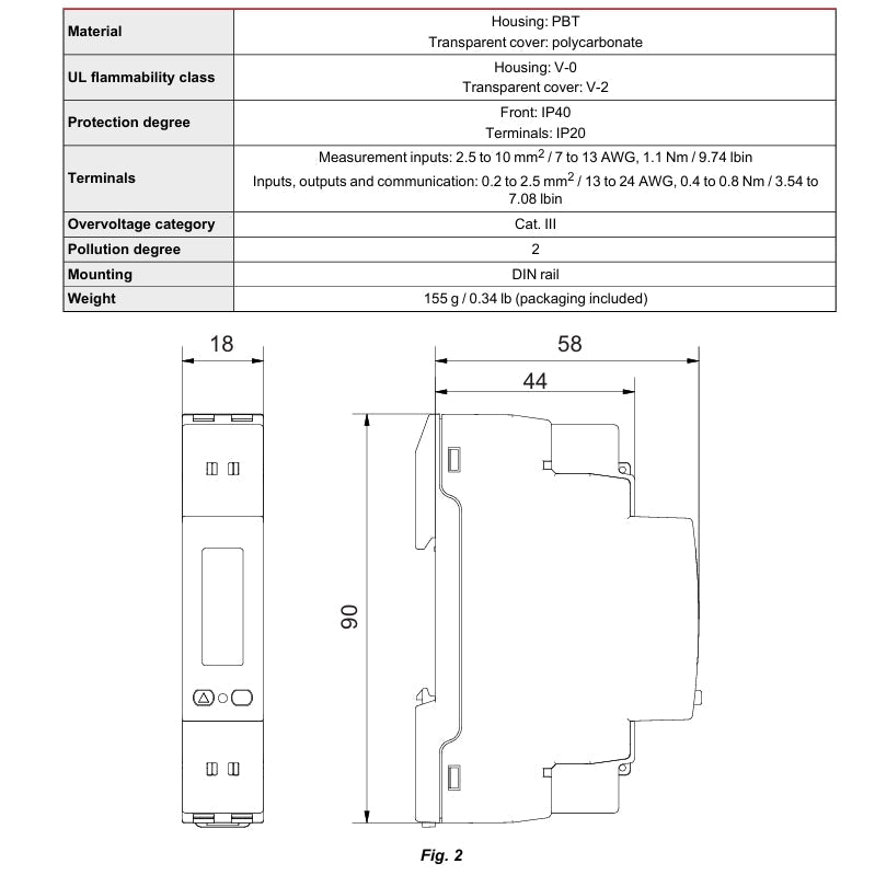1-Phase Energy Meter with Digital Output - Carlo Gavazzi EM511DINAV81XO1X