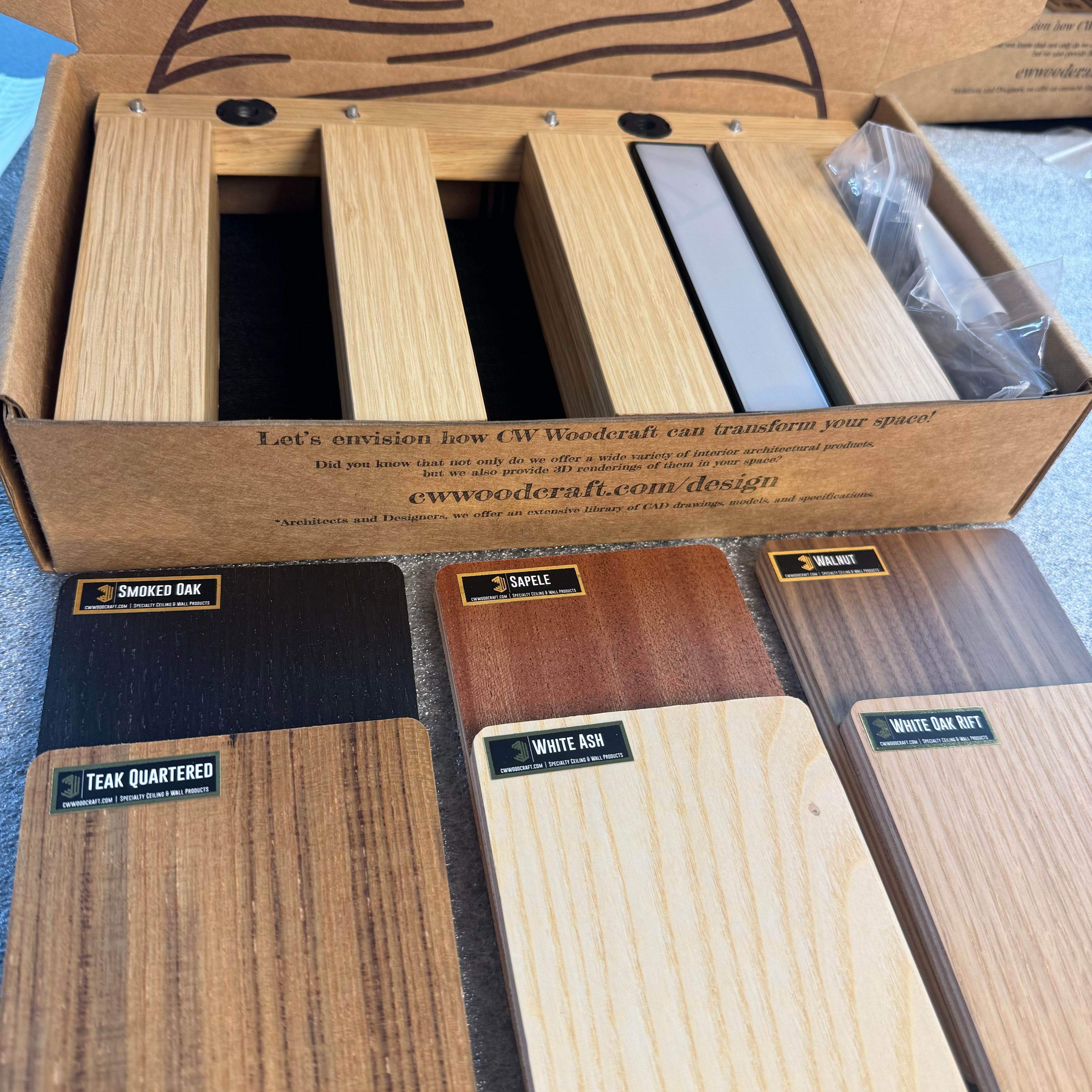 Sample Box | includes all standard wood species + optional mini panel