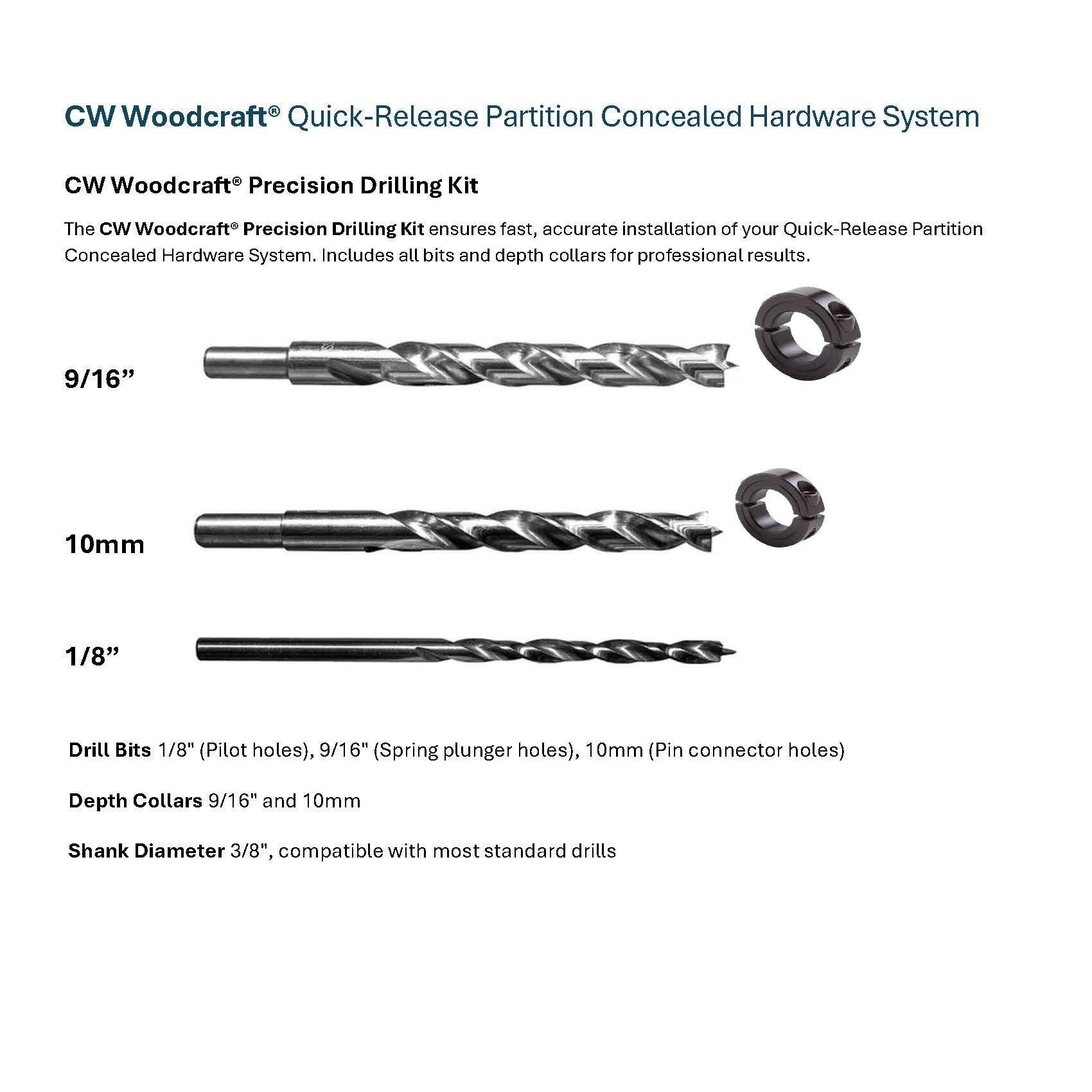 CW Woodcraft Quick-Release Partition Concealed Hardware