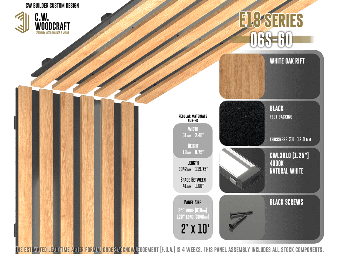 Custom designed linear wood panel