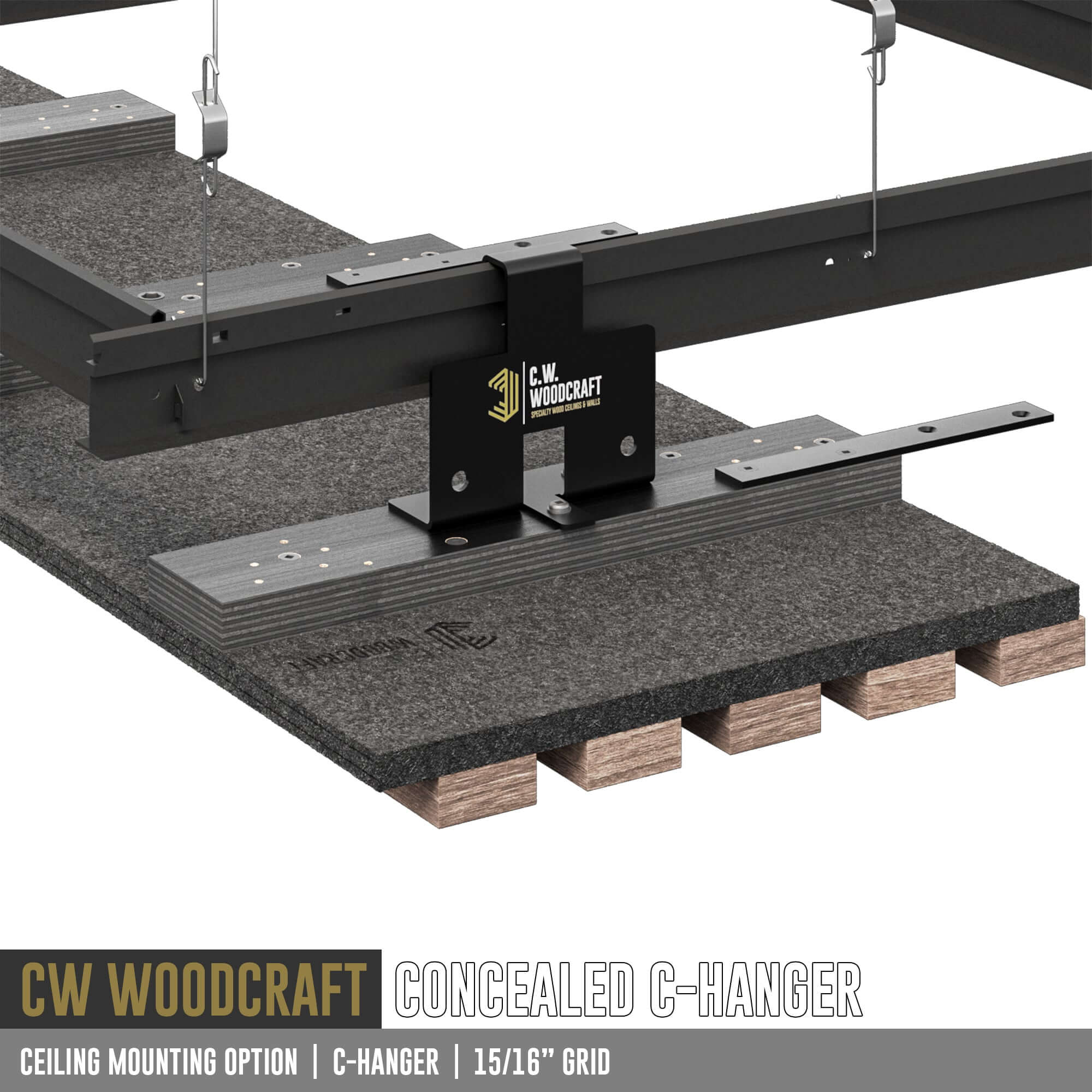 Cladding Hangers Concealed C Hanger for hanging panels from ceiling grid